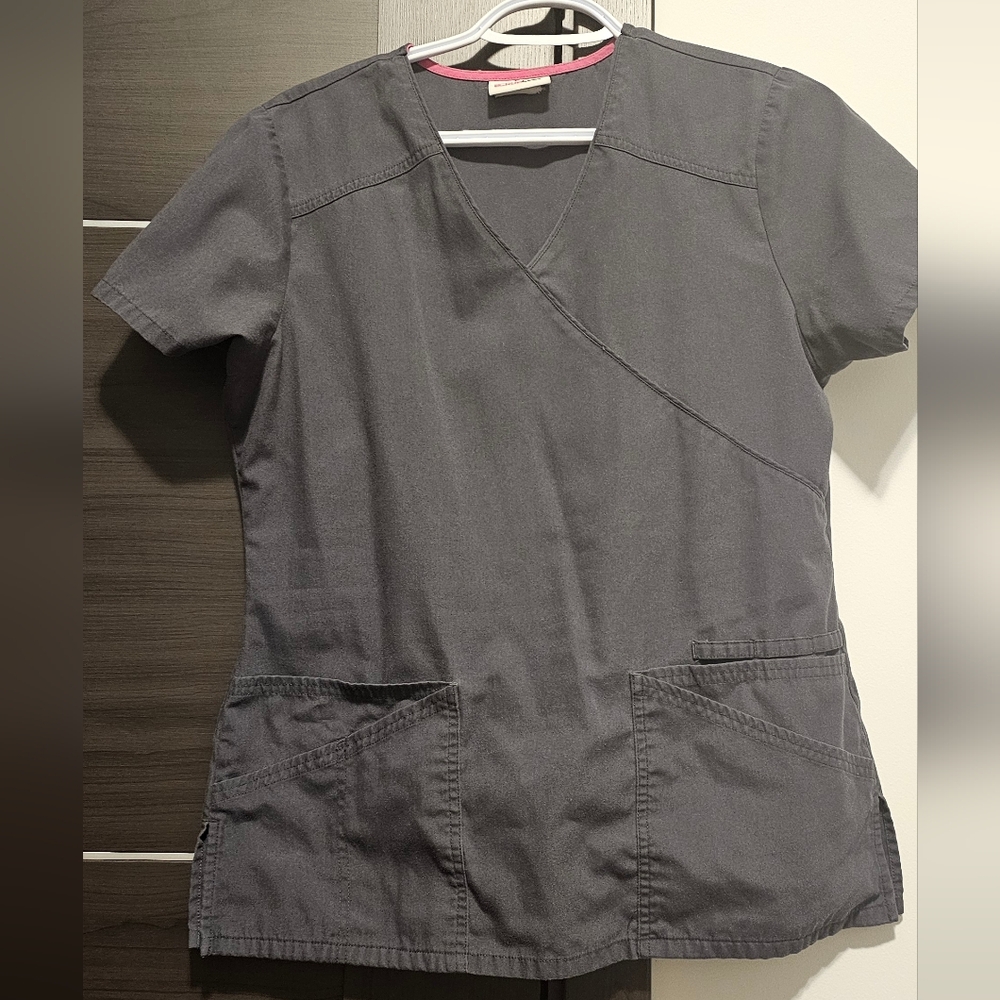 Scrubstar Charcoal Women's Crossover Scrub Top